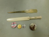 LETTER OPENERS & PIN BACK BUTTONS