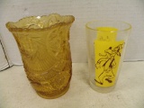 VINTAGE AMBER GLASS VASE