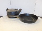 CAST IRON TEA POT & 9