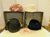 (5) VINTAGE LADIES HATS W/ 2 HAT BOXES