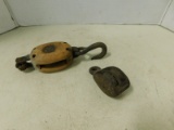 (2) SMALL VINTAGE BARN PULLYS