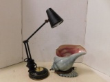 VINTAGE ART DECO DESK & CONCH TV LAMPS