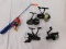 FLAT OF(4) OPEN FACED FISHING REELS & A SPIDERMAN FISHING POLE