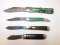 (4) SINGLE BLADE FOLDING KNIVES