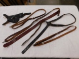 FLAT OF LEATHER SLINGS & A HOLSTER