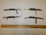 (4) MISC. THREE BLADE FOLDING KNIVES