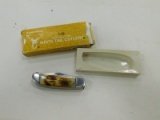 WHITETAIL CUTTLERY 2 BLADE BONE HANDLED POCKET KNIFE W/ BOX