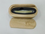 CAMILLUS YELLOW JACKET 2 BLADE POCKET KNIFE W/ WOOD PRESENTATION CASE