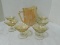 MERIGOLD CARNIVAL GLASS PITCHER & (6) SHERBETS