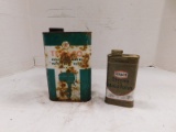 VINTAGE TEXACO OUTBOARD MOTOR OIL & CHROME METAL POLISH CANS