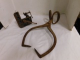 ICE TONGS & A WOOD VISE