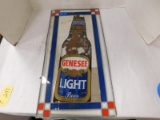 GENESEE LIGHT BEER FAUX SLAG GLASS MIRRORED SIGN