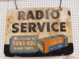RADIO SERVICE, TUNG-SOL RADIO TUBES DOUBLE SIDED HANGING SIGN