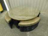 ORIENTAL STYLE KNEE HIGH TABLE W/ FOUR STOOLS