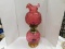 CRANBERRY/ PINK  FENTON STYLE ELECTRIC LAMP