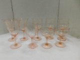 (9) MISC. PINK DEPRESSION GLASSES