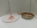 (3) PINK DEPRESSION GLASS PIECES