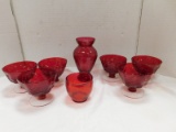 (8) RUBY RED GLASS DISHES