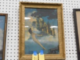 ANTIQUE FRAMED MAXFIELD PARRISH LITHOGRAPH PRINT 