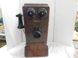 ANTIQUE WESTERN ELECTRIC WOODEN WALL TELEPHONE