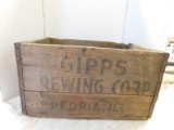 VINTAGE WOODEN GIPPS BREWING CO PEORIA ILLINOIS CRATE