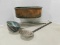 COPPER COLORED FLOWER POT, DIPPER, & SLOTTED SPOON