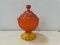 AMBERINA FOOTED COVERED CANDY DISH
