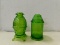 (2) GREEN GLASS FAIRY LAMPS