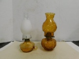 (2) AMBER OIL LAMPS