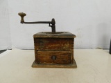 ANTIQUE WOODEN DOVETAILED COFFEE GRINDER