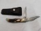 KABAR STAG HANDLED #1185 2 BLADE POCKET KNIFE W/ LEATHER HOLSTER