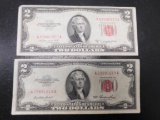 2 PAC OF OLD $2 RED SEAL BILLS