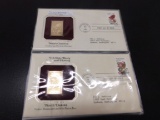 2 PACK OF COLLECTOR GOLD LAYERED STAMPS AND FIRST DAY ISSUE STAMPS