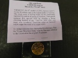 24K GOLD PLATED VERMONT QUARTER