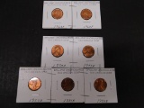 (7) 1960's & 70's UNCIRCULATED LINCOLN CENTS