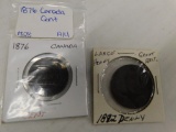1876H CANADIAN CENT & 1892 GREAT BRITIAN PENNY