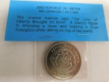 2000 REPUBLIC OF LIBERIA MILLENNIUM $10 COIN
