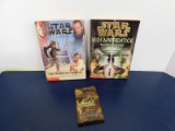 (2) SCHOLASTIC STAR WARS BOOKS & PACK OF TRADING CARDS