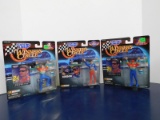 (3) STARTING LINE UP WINNER'S CIRCLE RACE CAR DRIVER STATUES W/ TRADING CARD