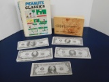 1970 PEANUTS CLASSICS BOOK, PLAY MONEY & CAMPBELL CARTOONS
