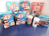 (6) EMPTY CEREAL BOXES, (2) PLASTIC MUGS W/ (1) T SHIRT