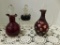 (3) RUBY RED / CLEAR GLASS CRUETS