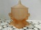 PINK GLASS COVERED CANDY DISH W/ WOMEN  