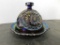 IRIDECENT AMETHYST CARNIVAL GLASS COVERED BUTTER DISH