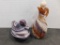 IMPERIAL SLAG GLASS DUCK ON NEST & VINEGAR CRUET