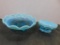 NORTHWOOD GLASS DISH & FROSTED BLUE FENTON BOWL