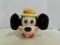 WALT DISNEY CERAMIC MICKEY MOUSE COOKIE JAR W/ LEATHER EARS