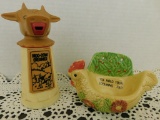 WHIRLEY MOO-COW CREAMER & CHICKEN SCOURING PAD HOLDER