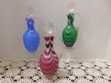 (3) ART GLASS CRUETS