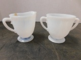 AMERICAN SWEETHEART MONAX - MILK GLASS CREAM & SUGAR SET